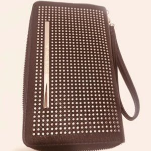 Steve Madden Faux Leather Studded Wristlet Wallet Clutch Purse